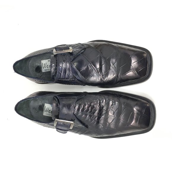 Men\'s Maxima for Wendel\'s Monk Strap Loafers Shoes Size 9.5 Blue Full Alligator main image 4